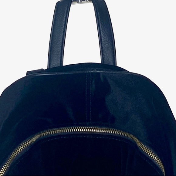 Bebe Women’s Black Gina Velvet Large Backpack Gold Tone Hardware Adjustable - Picture 8 of 16